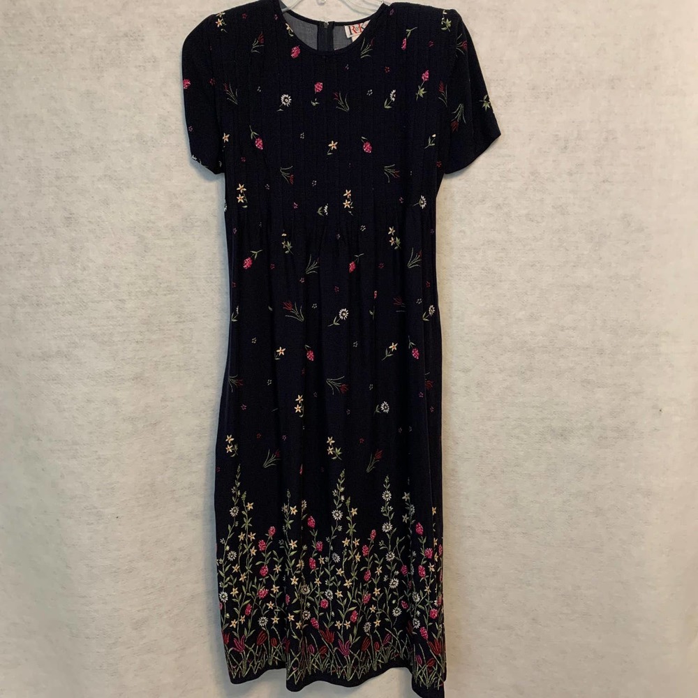 R&K Originals Vintage Floral Embroidered Dress